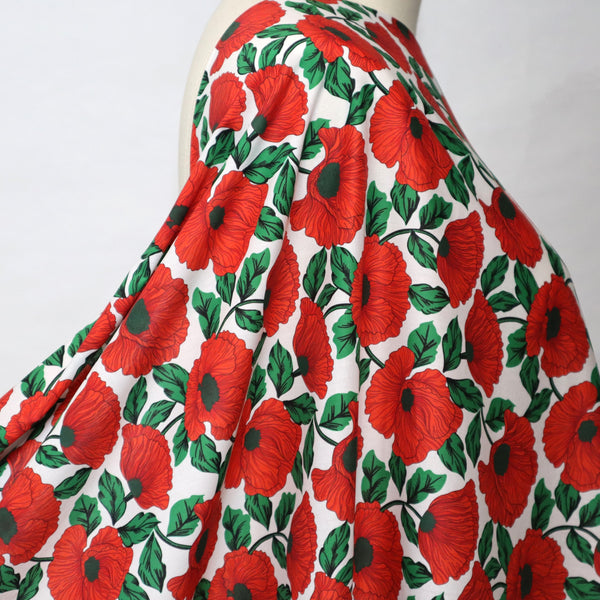 Artlux ~ 'Poppy Dance Red | Large' Luxury Cotton Lawn ~ Made in Italy *Last Piece 3.85m